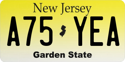 NJ license plate A75YEA