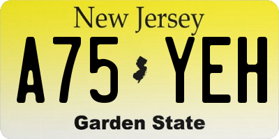 NJ license plate A75YEH