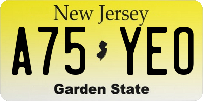 NJ license plate A75YEO