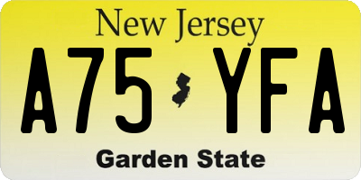 NJ license plate A75YFA
