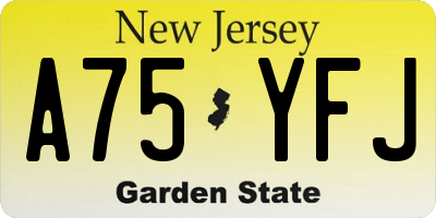 NJ license plate A75YFJ