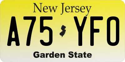 NJ license plate A75YFO