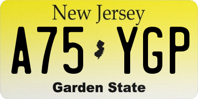 NJ license plate A75YGP