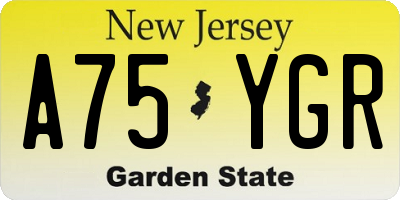 NJ license plate A75YGR