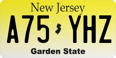 NJ license plate A75YHZ