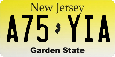 NJ license plate A75YIA