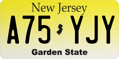 NJ license plate A75YJY