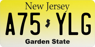 NJ license plate A75YLG