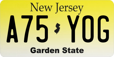 NJ license plate A75YOG