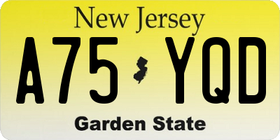 NJ license plate A75YQD