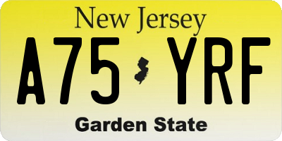 NJ license plate A75YRF