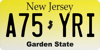 NJ license plate A75YRI
