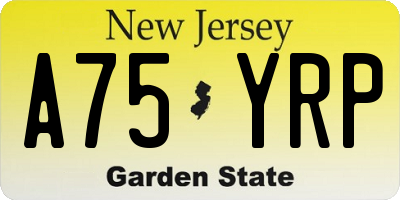 NJ license plate A75YRP
