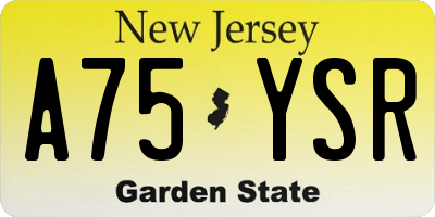 NJ license plate A75YSR