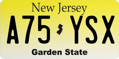 NJ license plate A75YSX
