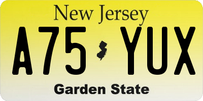 NJ license plate A75YUX