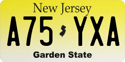 NJ license plate A75YXA