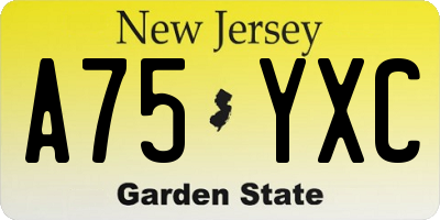NJ license plate A75YXC