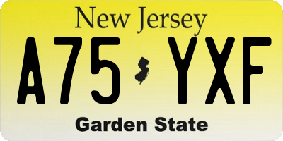 NJ license plate A75YXF