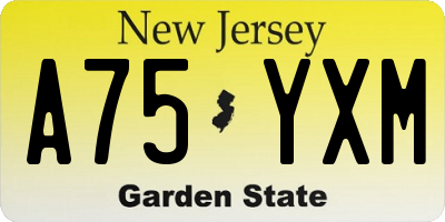 NJ license plate A75YXM