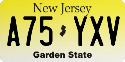 NJ license plate A75YXV