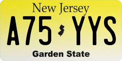 NJ license plate A75YYS
