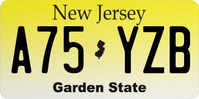 NJ license plate A75YZB