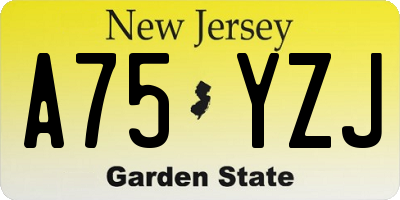 NJ license plate A75YZJ