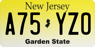 NJ license plate A75YZO