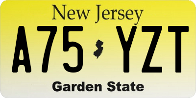 NJ license plate A75YZT