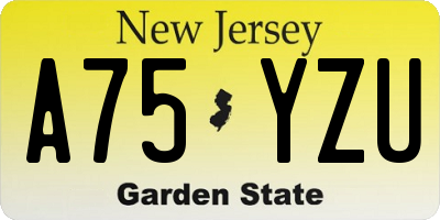 NJ license plate A75YZU