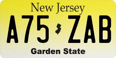 NJ license plate A75ZAB