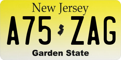 NJ license plate A75ZAG