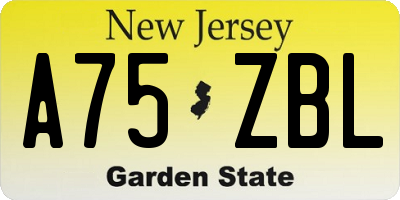 NJ license plate A75ZBL