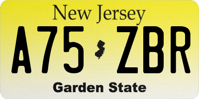 NJ license plate A75ZBR