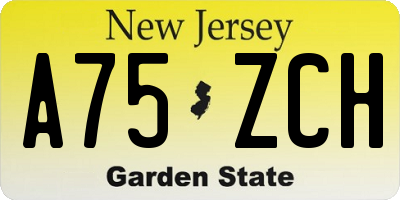 NJ license plate A75ZCH