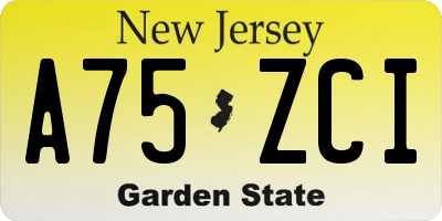 NJ license plate A75ZCI