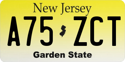 NJ license plate A75ZCT