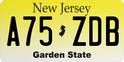 NJ license plate A75ZDB