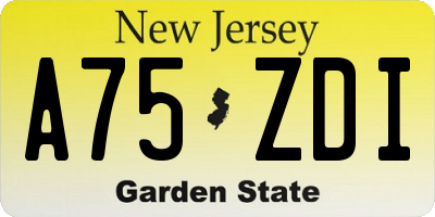 NJ license plate A75ZDI
