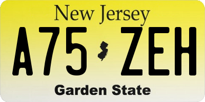 NJ license plate A75ZEH