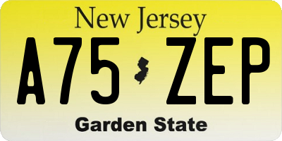 NJ license plate A75ZEP