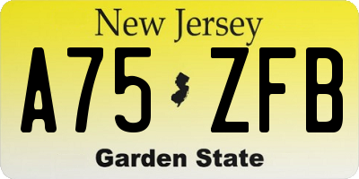 NJ license plate A75ZFB