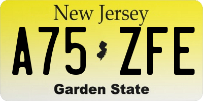 NJ license plate A75ZFE