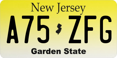 NJ license plate A75ZFG
