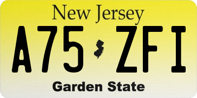 NJ license plate A75ZFI