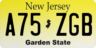 NJ license plate A75ZGB