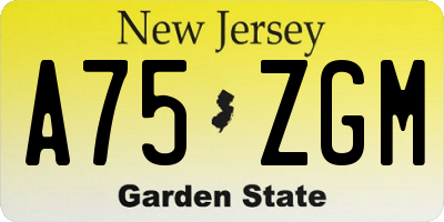 NJ license plate A75ZGM