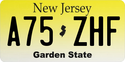NJ license plate A75ZHF