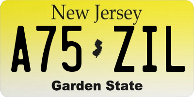 NJ license plate A75ZIL